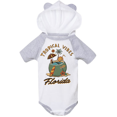 Tropical Vibes Florida Hooded Baby Onesie