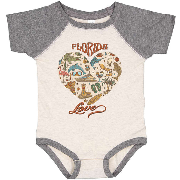 Florida Love Baseball Baby Onesie