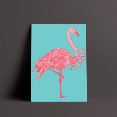 Flamingo Florida Turquoise Poster