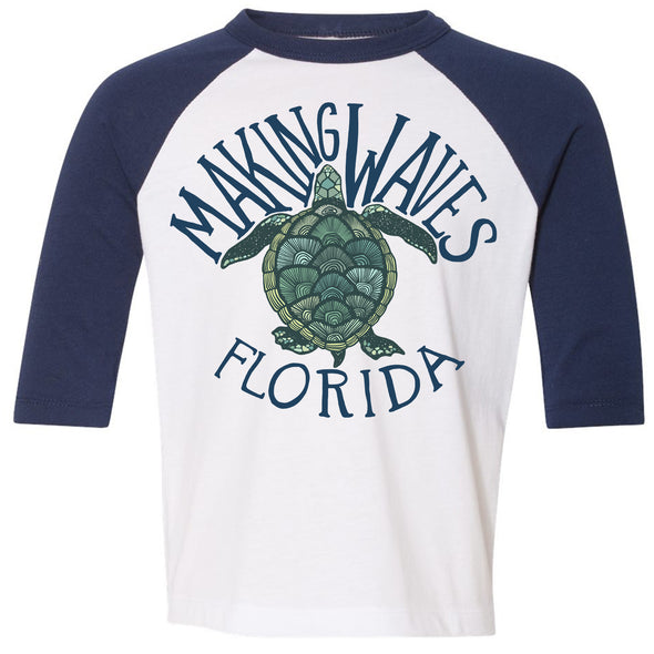 Sea Turtle Florida Toddler Baseball Tee