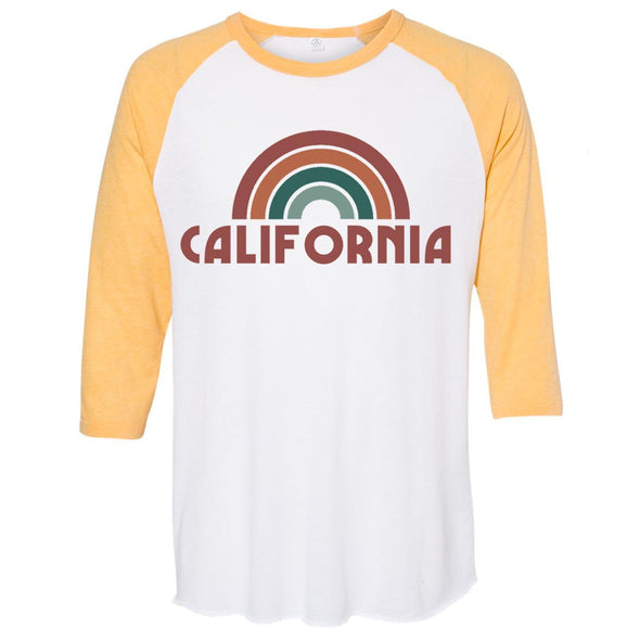 CA Rainbow White & Maize Sleeves Baseball Tee-CA LIMITED