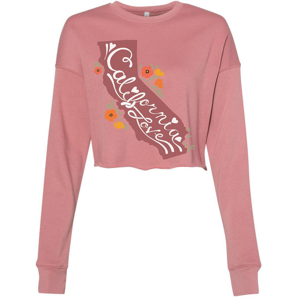 CA State With Poppies Cropped Sweater-CA LIMITED