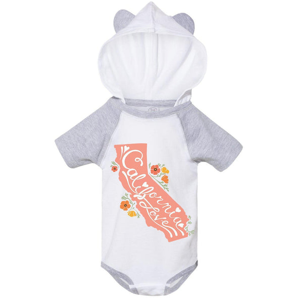 CA State With Poppies Hooded Baby Onesie-CA LIMITED