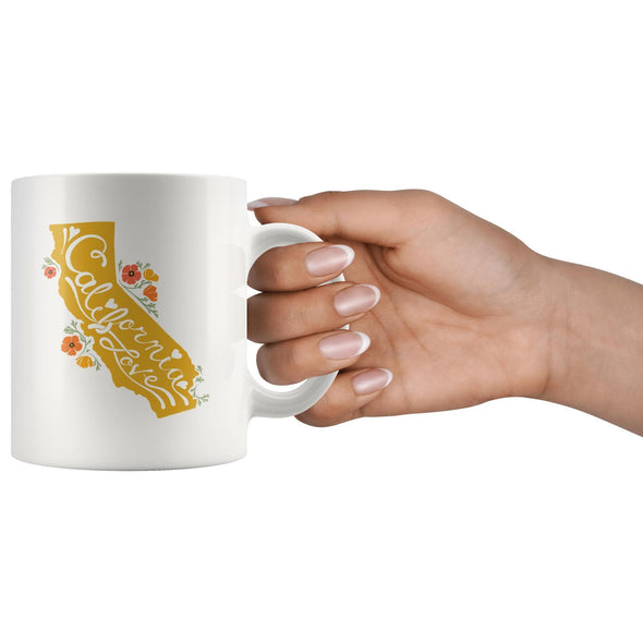 CA State With Poppies Yellow Mug-CA LIMITED