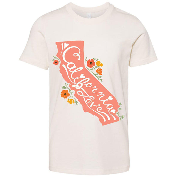CA State With Poppies Youth Tee-CA LIMITED