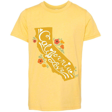 CA State With Poppies Youth Tee-CA LIMITED