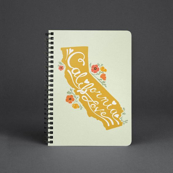 CA State with Poppies Light Green Spiral Notebook-CA LIMITED