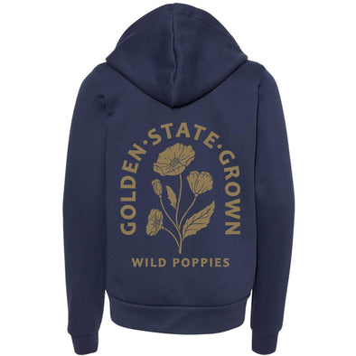 CA Wild Poppies Youth Zip Up Hoodie-CA LIMITED