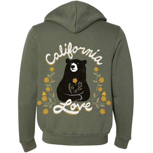 California Love Bear Military Green Zipper hoodie-CA LIMITED