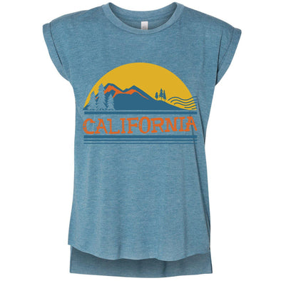 California Mountains Rolled Sleeve Tank-CA LIMITED