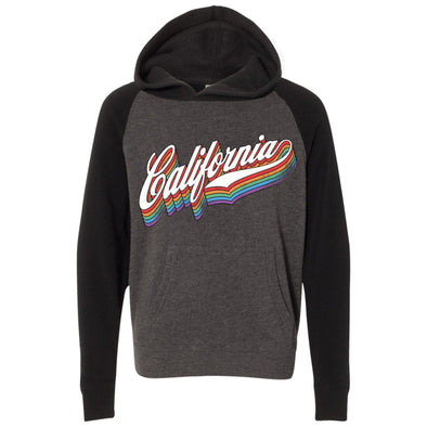 California Rainbow Raglan Youth Hoodie-CA LIMITED