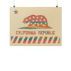 California Star Flag Cream Poster-CA LIMITED