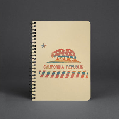 California Star Flag Cream Spiral Notebook-CA LIMITED