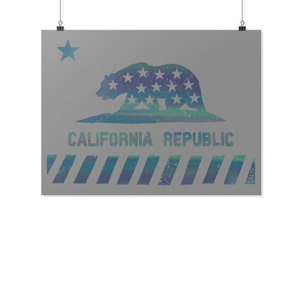 California Star Flag Grey Poster-CA LIMITED
