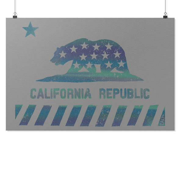 California Star Flag Grey Poster-CA LIMITED