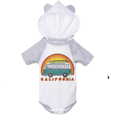 California Surf Van Hooded Baby Onesie-CA LIMITED