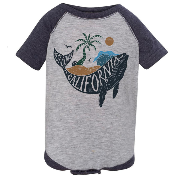 California Whale Baseball Baby Onesie-CA LIMITED