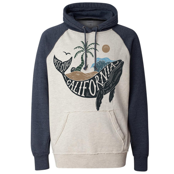 California Whale Raglan Hoodie-CA LIMITED