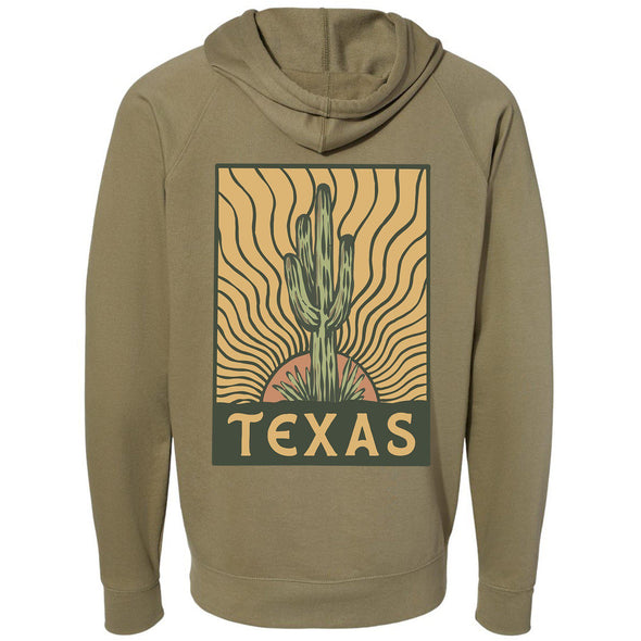 Desert Sunset TX Raglan Zipper Hoodie-CA LIMITED