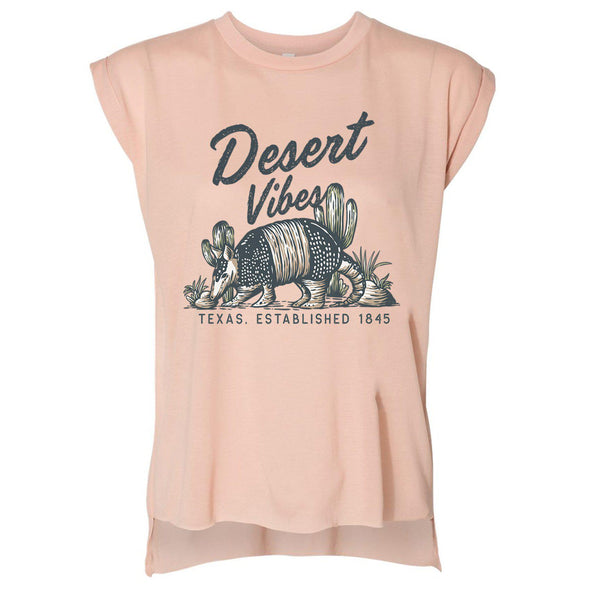 Desert Vibes Texas Rolled Sleeve Tank-CA LIMITED