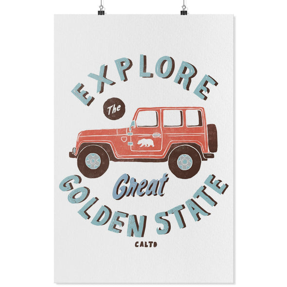 Explore The Great Golden State White Poster-CA LIMITED