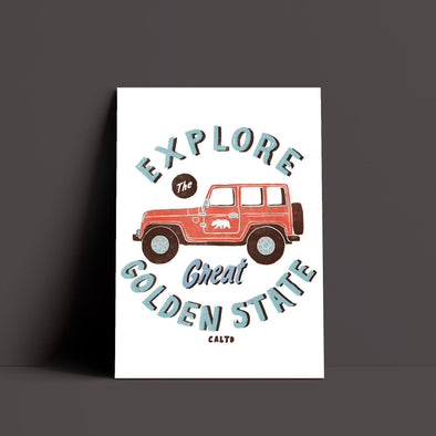 Explore The Great Golden State White Poster-CA LIMITED