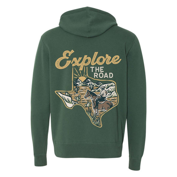 Explore the Road Texas Zipper Hoodie-CA LIMITED