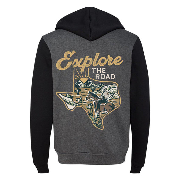 Explore the Road Texas Zipper Hoodie-CA LIMITED