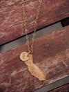 Gold 2-charm CA State with Love Necklace-CA LIMITED