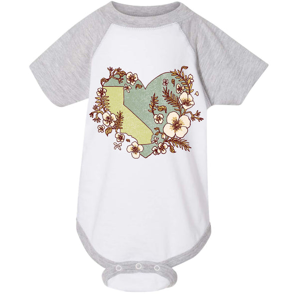 Heart State Baseball Baby Onesie-CA LIMITED