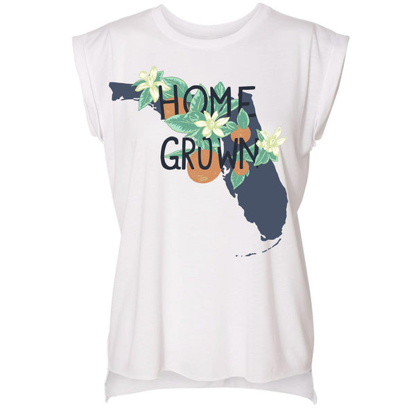 Home Grown FL Rolled Sleeve Tank-CA LIMITED