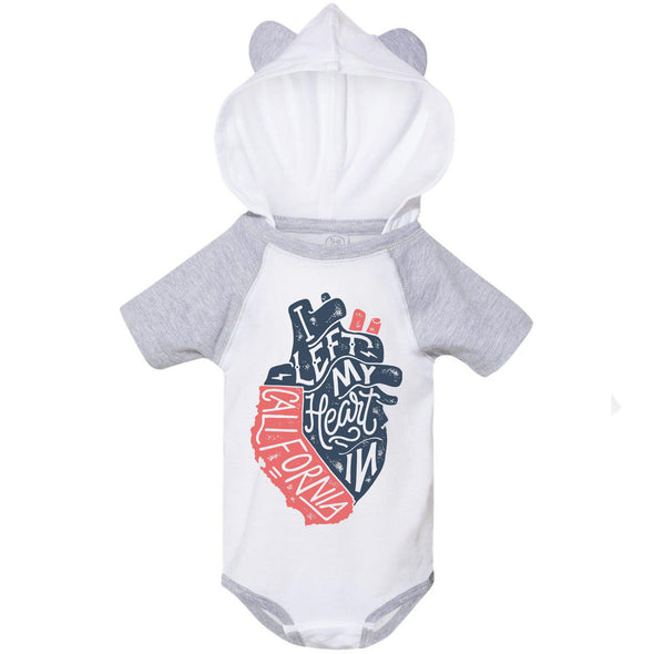 I Left My Heart In CA Hooded Baby Onesie-CA LIMITED