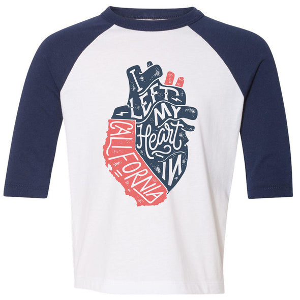 I Left My Heart In CA Toddler Baseball Tee-CA LIMITED