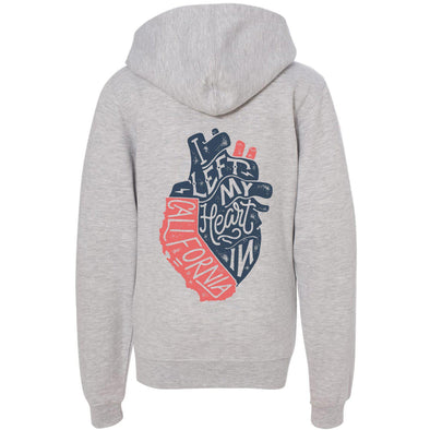 I Left My Heart In CA Youth Zip Up Hoodie-CA LIMITED