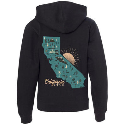 Map CA Love Raglan Youth Zip Up Hoodie-CA LIMITED