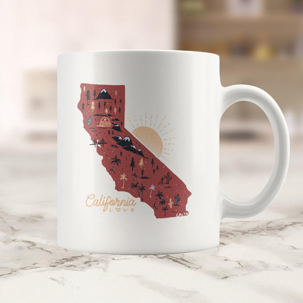 Map Ca Love Maroon Mug-CA LIMITED