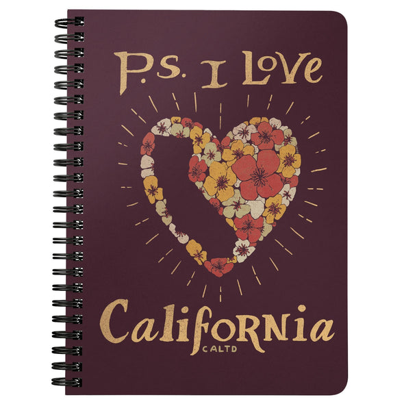 P.S. I Love California Maroon Spiral Notebook-CA LIMITED