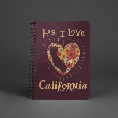 P.S. I Love California Maroon Spiral Notebook-CA LIMITED