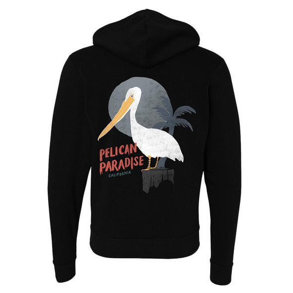 Pelican Paradise Black Zipper Hoodie-CA LIMITED