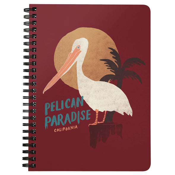 Pelican Paradise Maroon Spiral Notebook-CA LIMITED