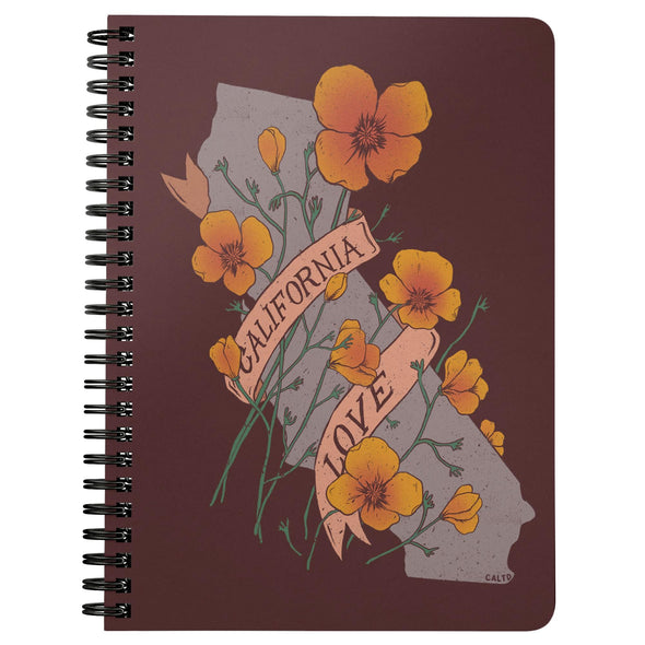 Poppy CA Love Maroon Spiral Notebook-CA LIMITED