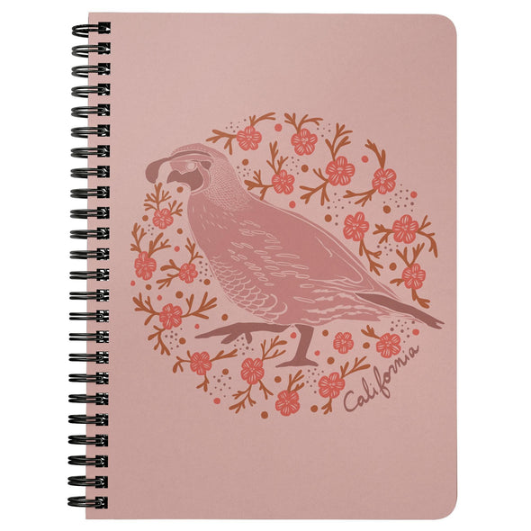 Poppy Quail Pink Spiral Notebook-CA LIMITED