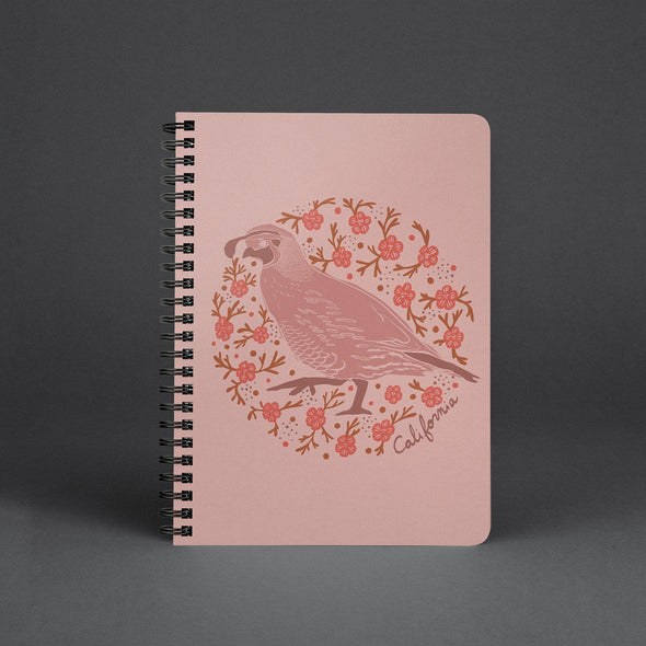 Poppy Quail Pink Spiral Notebook-CA LIMITED