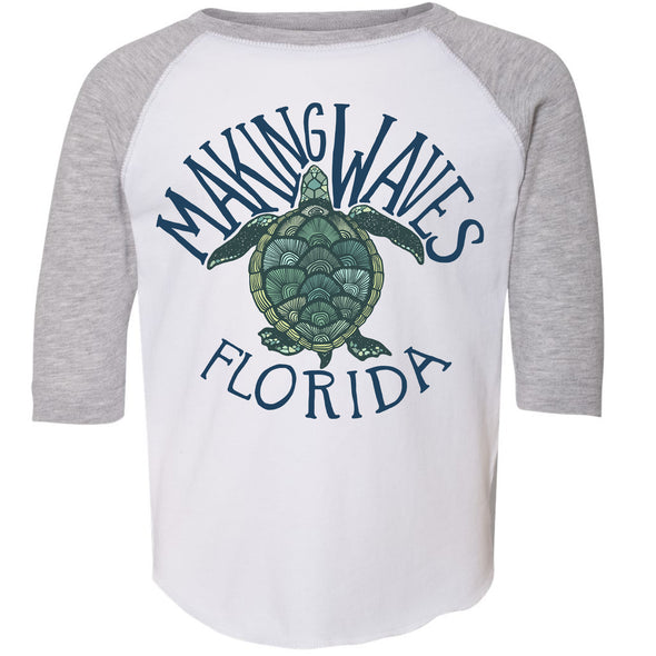 Sea Turtle Florida Toddler Baseball Tee