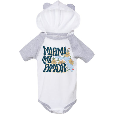 Miami Mi Amor Florida Hooded Baby Onesie