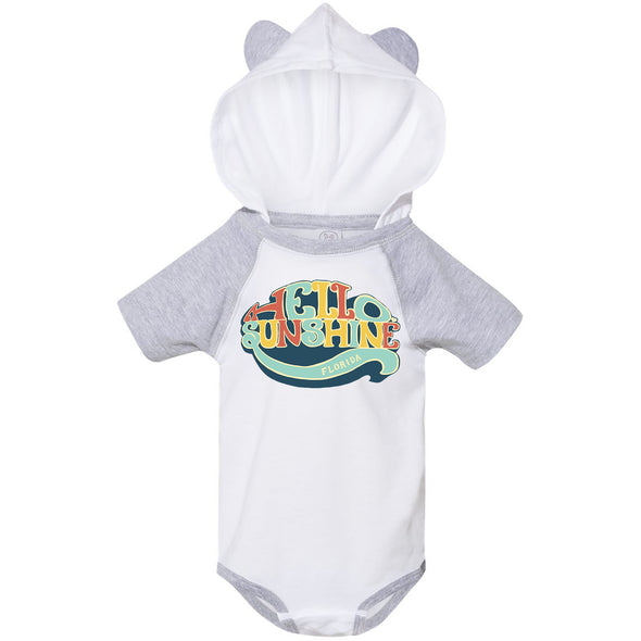 Hello Sunshine Florida Hooded Baby Onesie