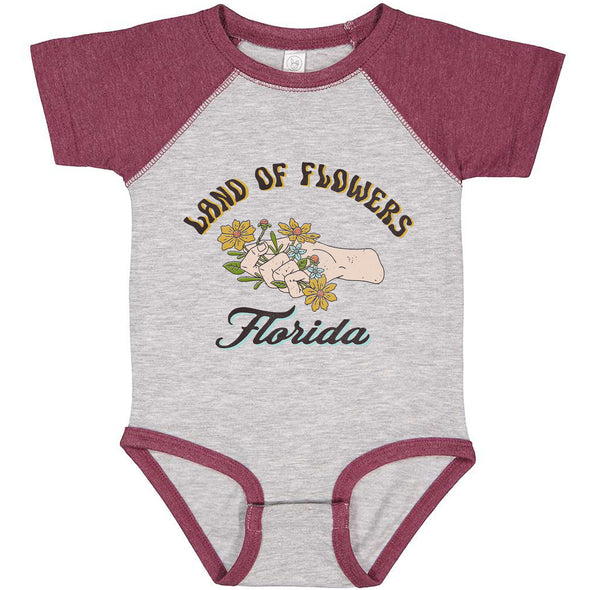 Land of Flowers Florida Baseball Baby Onesie