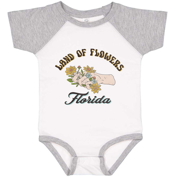 Land of Flowers Florida Baseball Baby Onesie