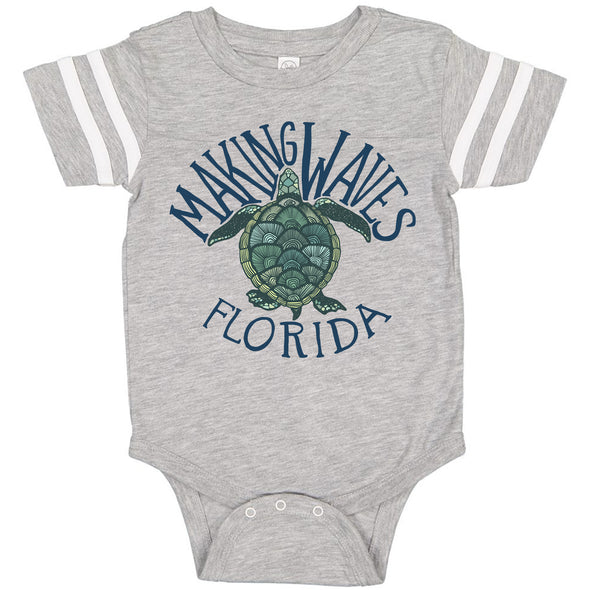 Sea Turtle Florida Stripes Baby Onesie