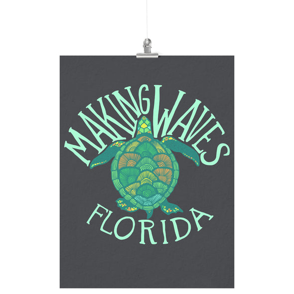 Sea Turtle Florida Black Poster